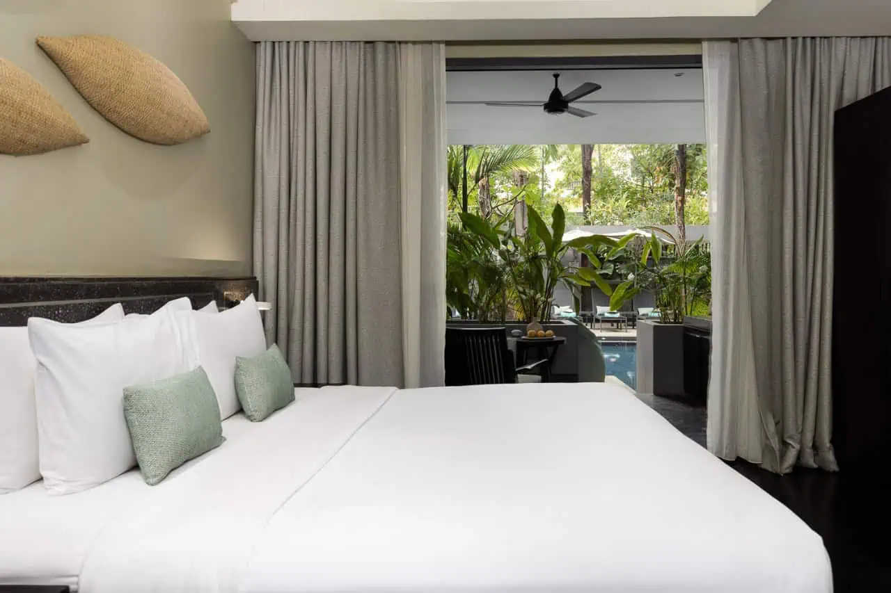 Anjali by Syphon Anjali Deluxe Pool Access Room Bedroom with Outside View
